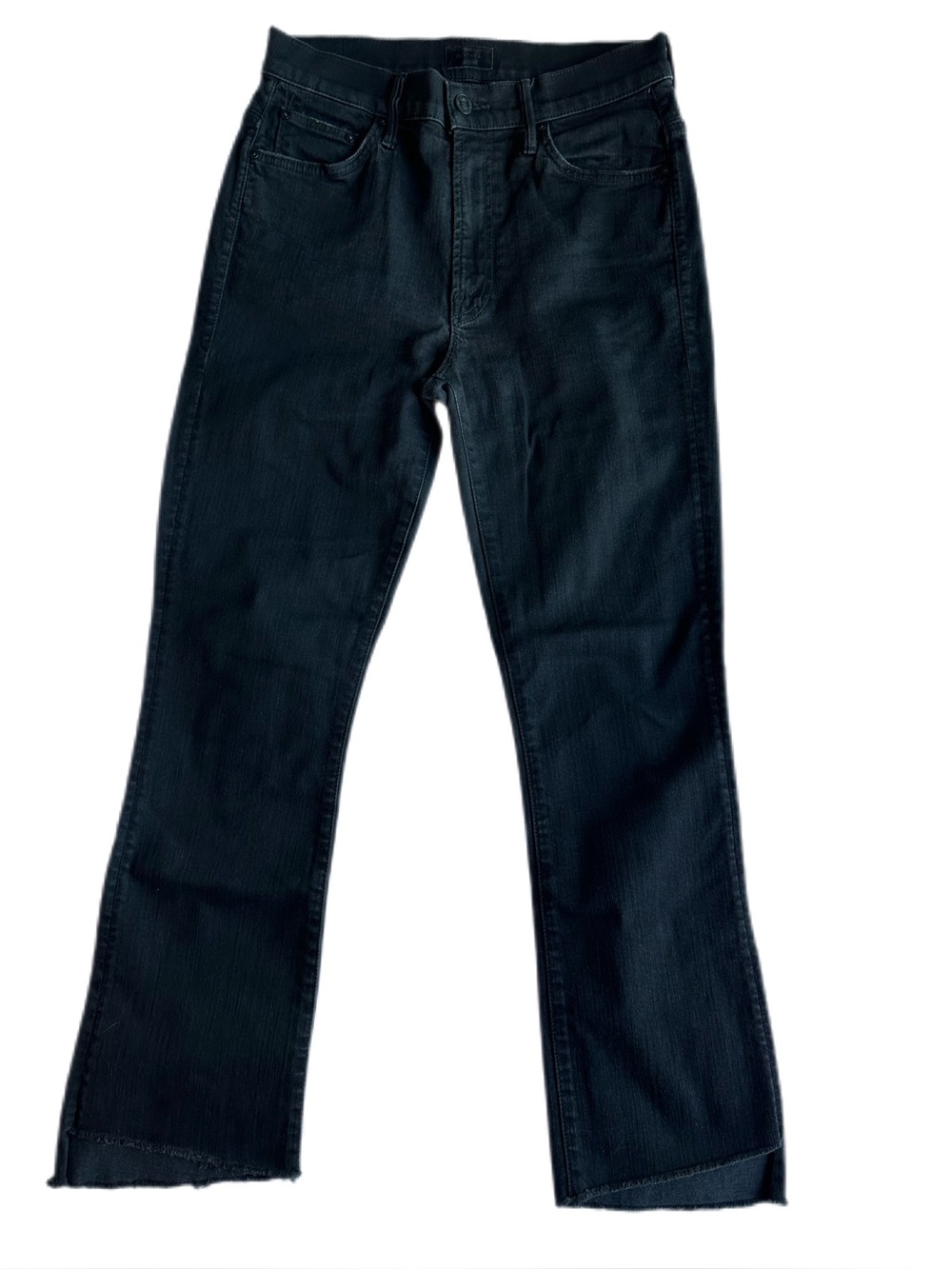 MOTHER The Insider Crop Step Fray Not Guilty Black Bootcut Jeans Size 28